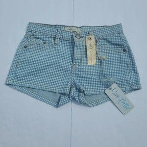 M2F Brand Denims Womens Blue Check Maui Mini Shorts Size 27 New With Tags